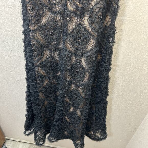 Tadashi Shoji Gown Maxi Dress SZ 4 Black-Tie Formal Wedding Whimsigoth Prom Goth - Picture 9 of 14